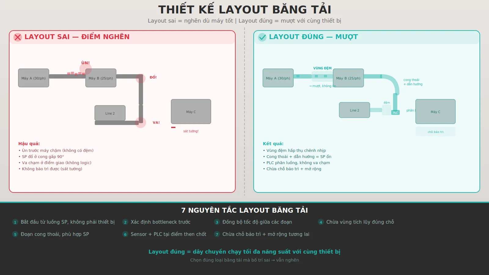 Layout băng tải: cách tránh điểm nghẽn trong sản xuất