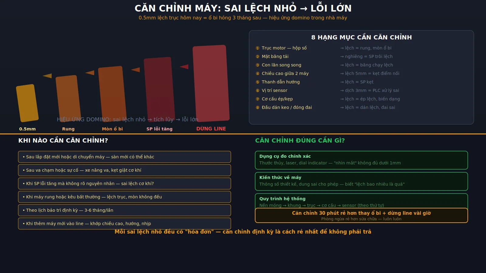 Căn chỉnh máy công nghiệp: sai lệch nhỏ, lỗi lớn