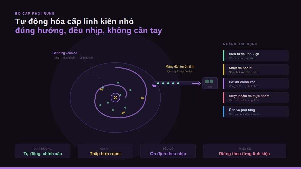 Bộ cấp phôi rung: ứng dụng trong tự động hóa linh kiện nhỏ