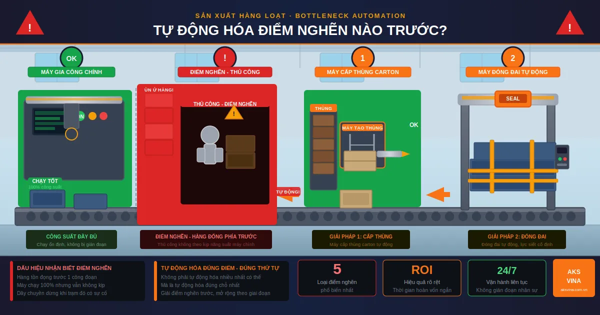Tự động hóa sản xuất hàng loạt: Điểm nghẽn nào trước?