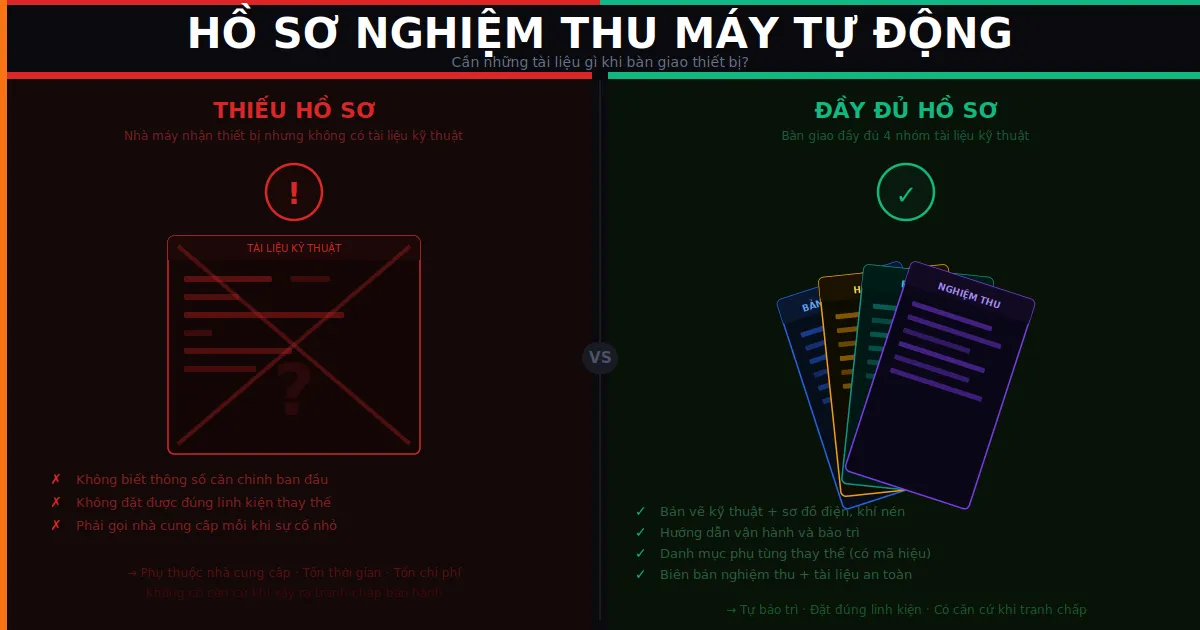 Hồ sơ nghiệm thu máy tự động cần tài liệu nào?