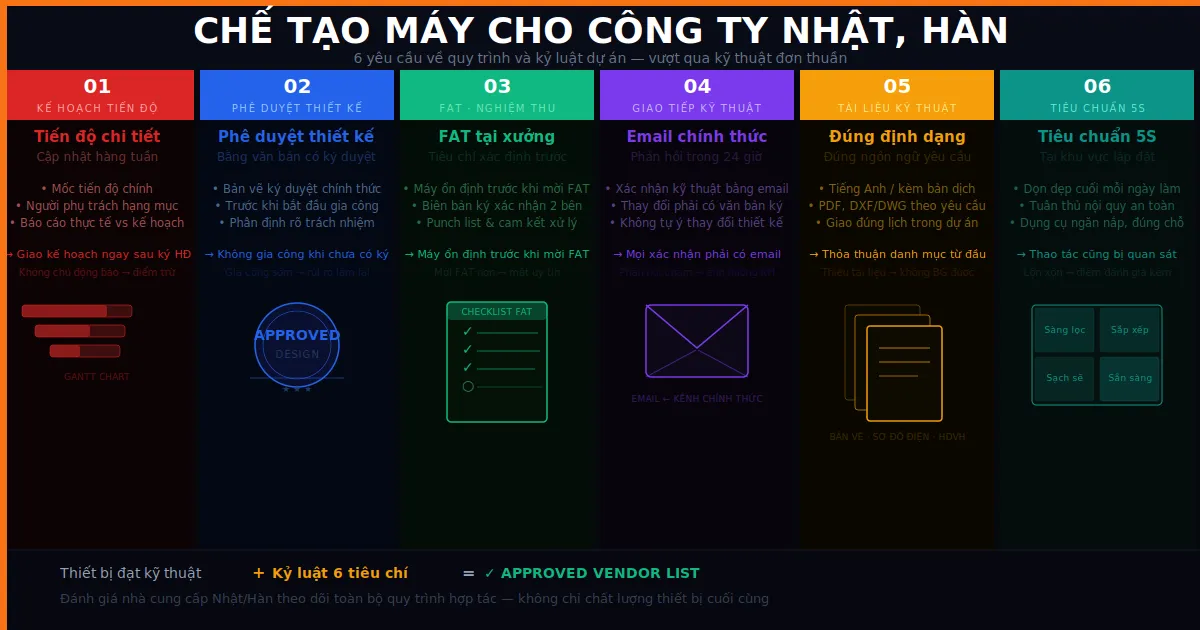 Chế tạo máy cho công ty Nhật Hàn: Yêu cầu quy trình