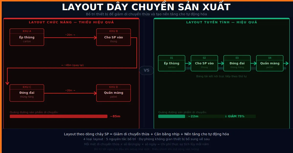 Layout dây chuyền sản xuất: Bố trí để tăng hiệu quả